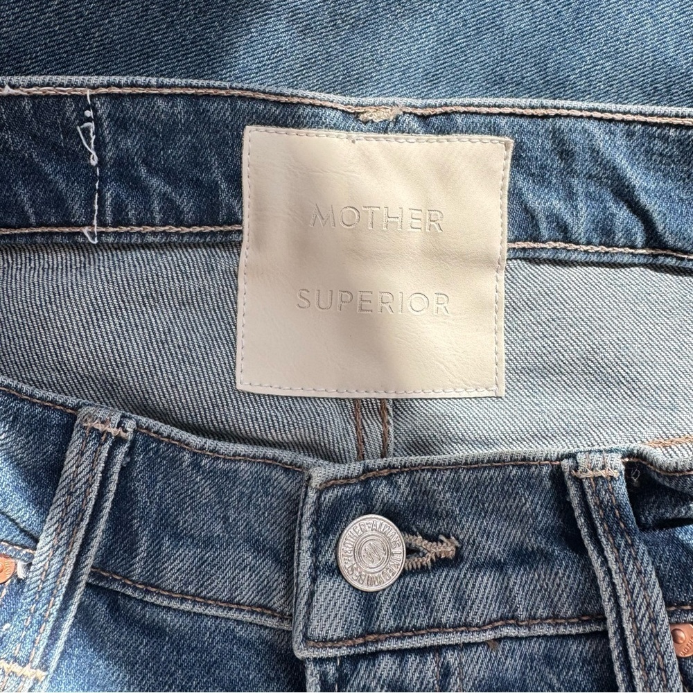 MOTHER Superior The Dodger Skimp Cuffed Jeans Medium Blue 24 - Picture 7 of 14
